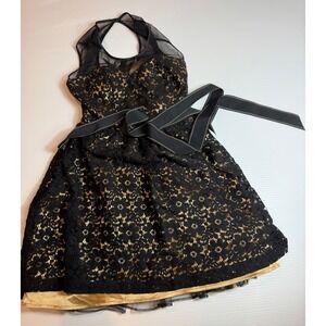 Windsor Black and Gold Lace Mini Dress
